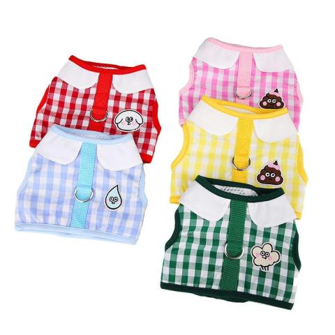 High Quality Five-color Plaid Fashion Pet Harness Custom Animal Print Dog Harness Sets