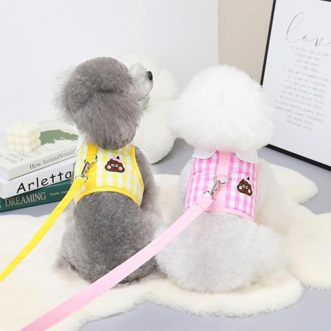 High Quality Five-color Plaid Fashion Pet Harness Custom Animal Print Dog Harness Sets