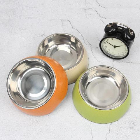 Pet Supplies Bamboo Fiber Double Wall Wholesale Stainless Steel Dog Bowl