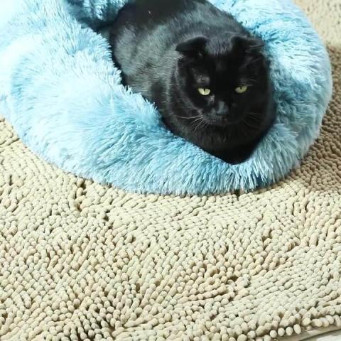 Plush Removable And Washable Fashion Customized Color Cat Round Mat Faux Fur Pet Sofa Bed