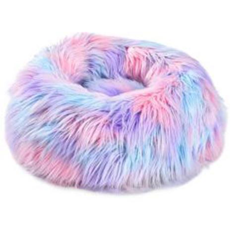 Colorful Long Fur Convenient Foldable Iron Frame Stool Lazy Style Pet Sofa Dog Bed Luxury