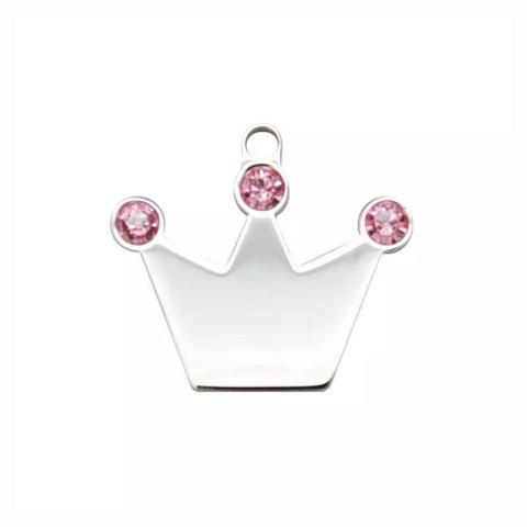 In Stock New Collar Accessories Three Color Crown Rhinestone Accept Customization Pet Dog Tag