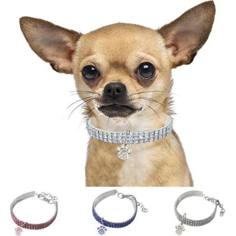 Custom Springy Rhinestone Jewelry Paw Shape Pendant Necklace Pet Dog Charm