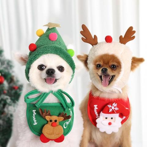 Cat Christmas Pet Bib Custom Adjustable Dog Hat Pet Accessories