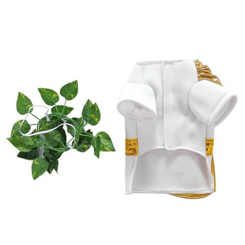New Roman Toga Clothing Set In White And Gold Green Crown Pet Halloween Costume