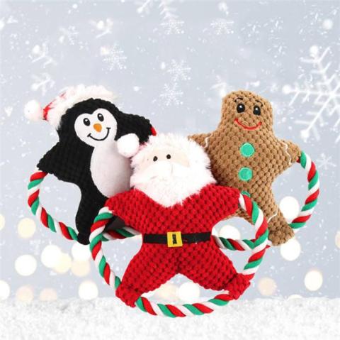 Strong Durable Plush Cotton Rope Indestructible Interactive Funny Pet Dog Christmas Toys
