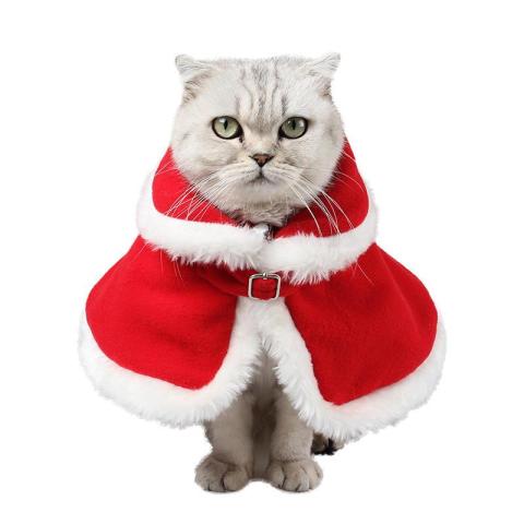 European And American Pet Party Supplies 2021 Windshield Elegant Warm Red Velvet Cape Cape Pet Cat Clothes Christmas