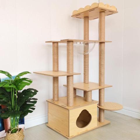Factory Wholesale Big Wooden Scratcher Tower Cat Tree House