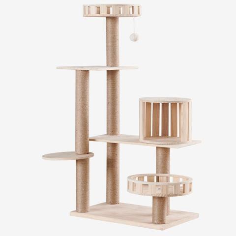 Amazon Hot Sale Custom Multi-level Cat Tree Scratch Pet Scratcher Wood Tower Furniture Tower Cat Tree Wooden Cat Tree