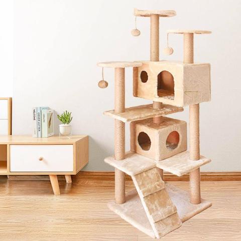 High Quality Pet Toy Diy Wood Floor To Ceiling Climbing Play Indoor Cat Tree Towers House Products For Large Cats