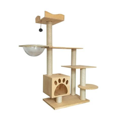 Wholesale Multi-layer Solid Wood Cat Tree Sisal Post Cat Climbing Frame With Kitten Nest