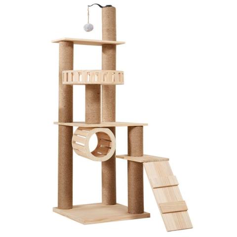 Climbing Frame Vertical Scratching Post Pet Toy Condo Wood Cat Scratcher Large Cat Tree