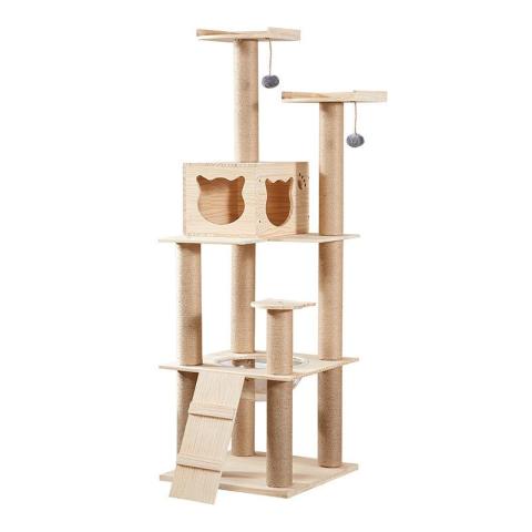  Pet Solid Wooden Condo Climbing Frame With One Space Capsules Pet Cat Tree