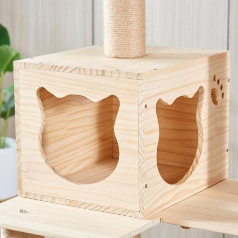  Pet Solid Wooden Condo Climbing Frame With One Space Capsules Pet Cat Tree