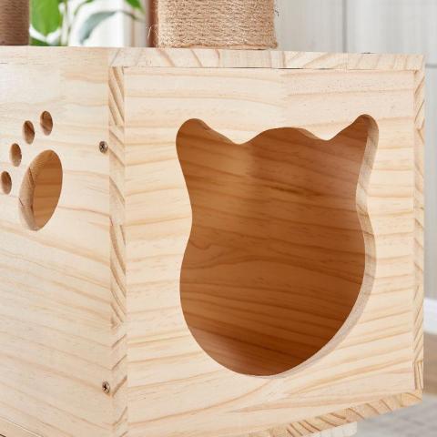 Cat Tree New Pet Cat Climbing Frame Modern Wooden Sisal Multi Level Luxury Large Floor To Ceiling Cat Tree