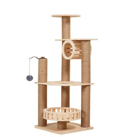 Pet Supplies Solid Wood Cat Climbing Frame Cat Jumping Platform Hemp Rope Pole