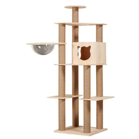 Large Cat Housemultilayer Luxury Cat Villa Grab Column Jumping Platform Solid Wood Cat Scratchers Tree