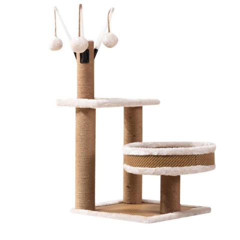 Pets Cat Tree Furniture Sisal Wrapped Support Scratching Posts Woven Rattan Dog Cat Toy Tree