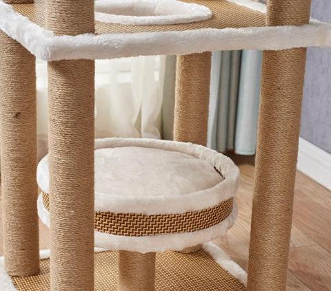  Factory Customized Unique Luxury Modern Cat Tree Tower Cat Condo Cat Trees Woven Basket