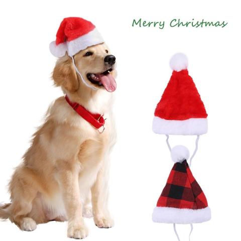 Best Selling Merry Christmas Soft Plush Cute Red Pet Dog Christmas Headgear Gift Party Decorations Christmas Hat