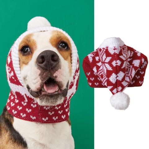 Red Santa Dog Hat Winter Pet Dog Accessories New Year Happy Pet Hat Dog Costume Christmas Hat For Cats Reindeer Puppy Cats Scarf