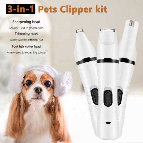 Professional 3 In 1 Stainless Steel Electric Dog Grooming Clipper Pet Dog Hair Trimmer Dog Cat Nail Grinder