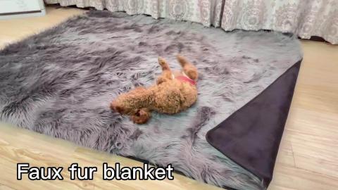 pet Faux Fur Throw Blanket Faux Fur Dog Bed Mat Memory Foam Dog Rug