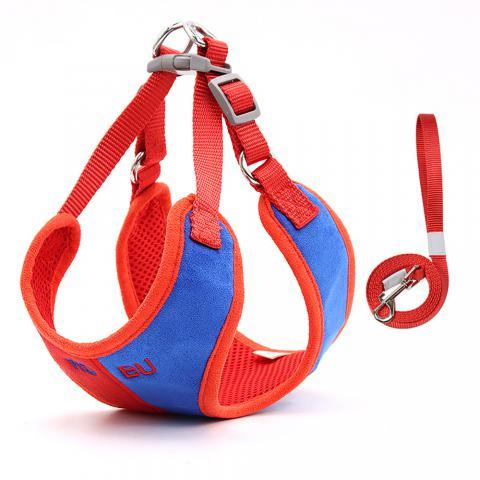 Pet traction rope suede dog chest strap color matching breathable cat strap reflective