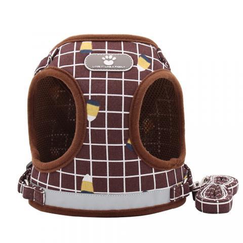 Vest type dog harness anti break off cat traction rope  Pet Supplies lattice Reflective design