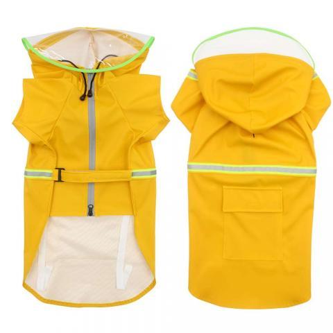 Transparent cloak reflective zipper dog raincoat for large dog